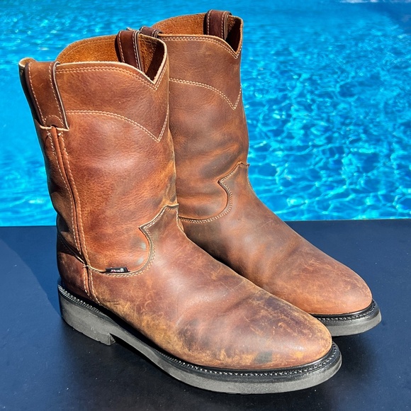 MEN'S CONDUCTOR ELECTRICAL HAZARD PULL ON WORK BOOTS - SOFT TOE SIZE 10 - Picture 1 of 14